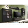 Etagère murale 1 porte  4 niches, couleur noir et bois, Gamme TOREK B