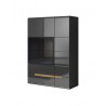 Etagère murale 2 portes  8 niches, couleur noir et bois, Gamme TOREK B
