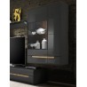 Etagère murale 2 portes  8 niches, couleur noir et bois, Gamme TOREK B