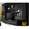Etagère murale 2 portes  8 niches, couleur noir et bois, Gamme TOREK B