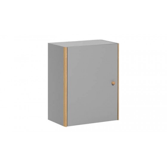 Étagère murale en bois gris, 2 niches, 1 porte, Gamme benidorm