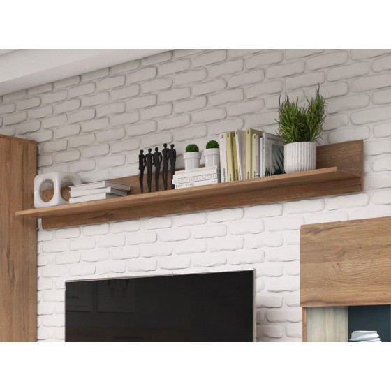Etagère murale, 160 cm de longeur, couleur chêne, Gamme TutaBois