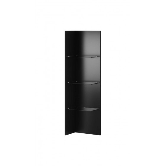 Etagère murale, 3 niches, couleur verre noir / noir, Gamme LioNoir