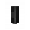 Etagère murale, 1 porte semi vitrée et 3 niches, couleur verre noir / noir, Gamme LioNoir