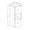 Etagère murale, 1 porte semi vitrée et 3 niches, couleur verre noir / noir, Gamme LioNoir