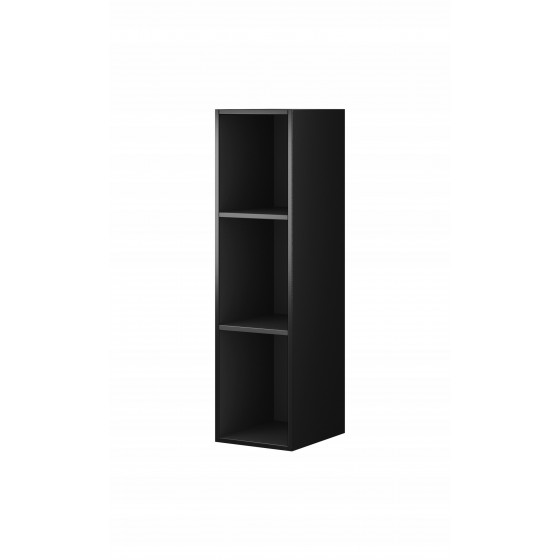Etagère murale, 3 niches, couleur verre noir / noir, Gamme LioNoir
