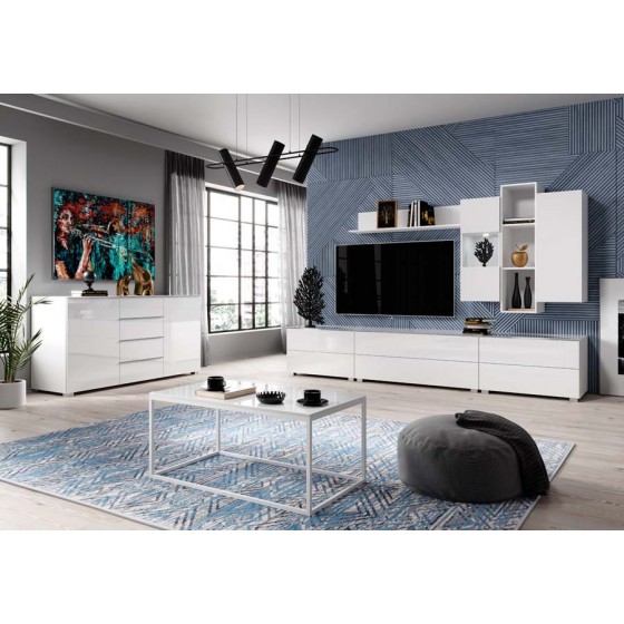 Etagère murale, 3 niches, couleur verre blanc / blanc, Gamme LioBlanc