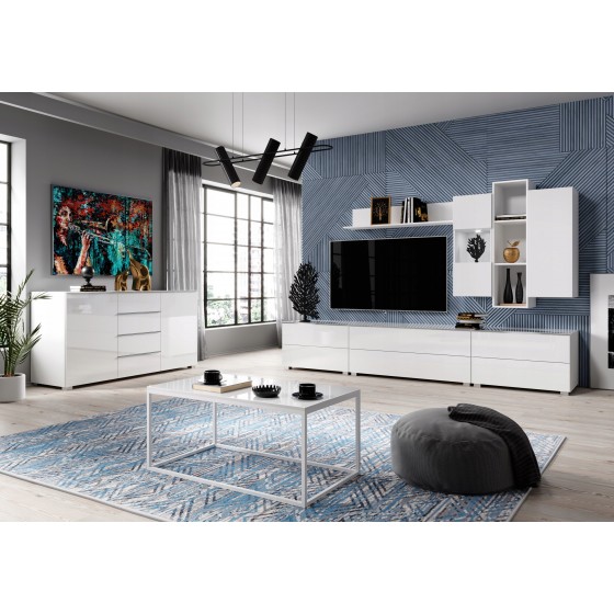 Etagère murale, 3 niches, couleur verre blanc / blanc, Gamme LioBlanc
