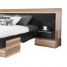 Lit double design adulte 160 x200 cm, noyer et noir, Gamme mya