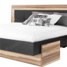 Lit double design adulte 160 x200 cm, noyer et noir, Gamme mya