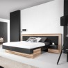 Lit double design adulte 160 x200 cm, noyer et noir, Gamme mya