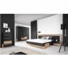 Lit double design adulte 160 x200 cm, noyer et noir, Gamme mya