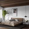 Lit double adulte design finition noyer 160 x 200 cm, Gamme float
