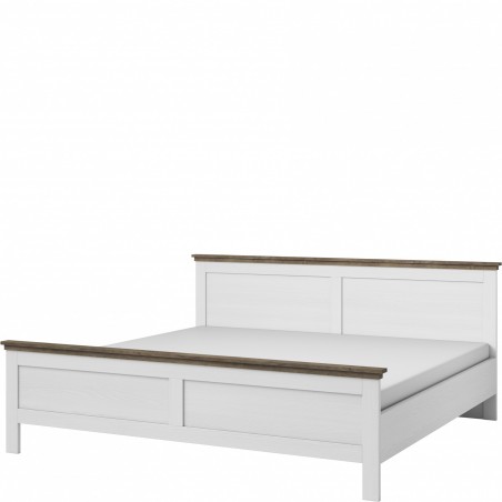 Lit design 160 x 200, couleur bois et blanc, Gamme EvoBlanc