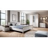 Lit design 180 x 200, couleur bois et blanc, Gamme EvoBlanc
