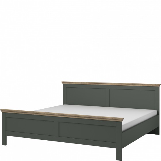 Lit design 160 x 200, couleur bois et vert, Gamme EvoVert