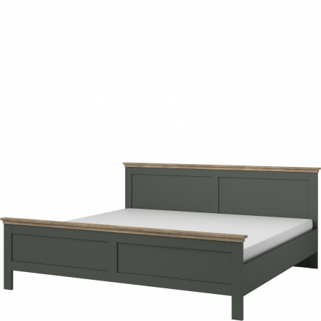Lit design 160 x 200, couleur bois et vert, Gamme EvoVert