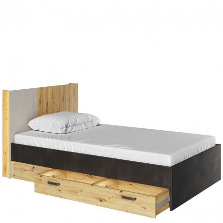 Lit enfant 90 x 200, avec coffre de rangement et LED, Gamme CUBE