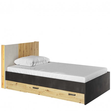 Lit enfant 120 x 200, avec coffre de rangement et LED, Gamme CUBE
