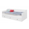 Lit canapé en bois blanc, 3 tiroirs, Gamme cordoue