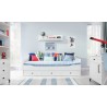 Lit canapé en bois blanc, 3 tiroirs, Gamme cordoue