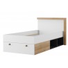 Lit enfant en bois chêne et blanc, 1 tiroir, 4 niches, Gamme ypres