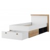 Lit enfant en bois chêne et blanc, 1 tiroir, 4 niches, Gamme ypres