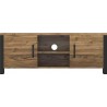 Meubles TV 2 portes et 6 niches, couleur chêne et noir, Gamme HUD