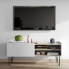 Meuble tv design avec une porte coulissante, chêne et noir, Gamme nina