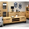 Meuble TV 2 portes abattantes et 2 niches, couleur Chêne, Gamme Alls