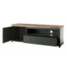Meuble TV 1 porte 1 tiroir et 1 niche, couleur vert et chêne, Gamme Evovert