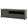 Meuble TV 1 porte 1 tiroir et 1 niche, couleur vert et chêne, Gamme Evovert