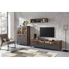 Meuble TV industriel, 2 tiroirs 2 portes abattantes et 2 niches, Gamme Buffo