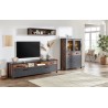 Meuble TV industriel, 2 tiroirs 2 portes abattantes et 2 niches, Gamme Buffo