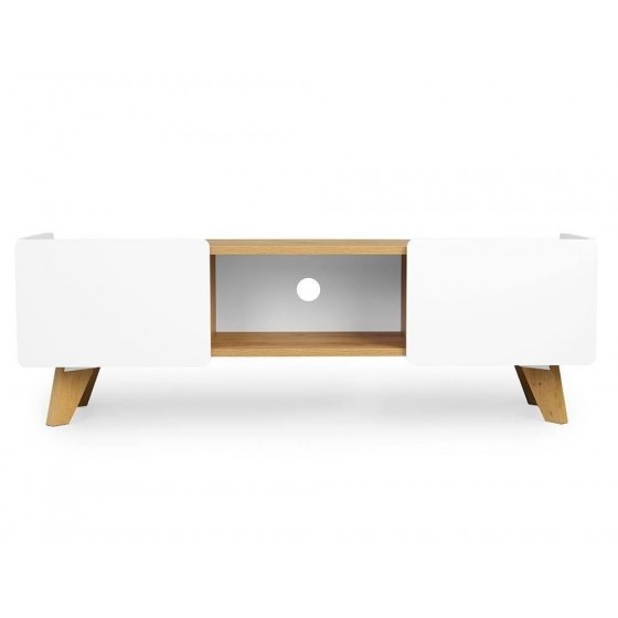 Meuble tv design 135  blanc et chene naturel , Gamme letto