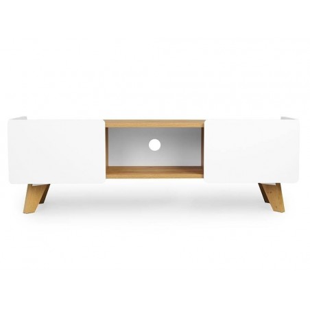 Meuble tv design 135  blanc et chene naturel , Gamme letto