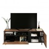 Meubles TV 2 portes et 1 niches, couleur noir et bois, Gamme SANTANA