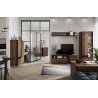 Meubles TV 2 portes et 1 niches, couleur noir et bois, Gamme SANTANA