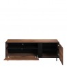 Meubles TV 2 portes et 1 niches, couleur noir et bois, Gamme SANTANA
