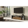 Meuble TV 1 tiroir et 4 niches, couleur noir et bois, Gamme Nala