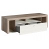 Meuble TV 1 tiroir et 4 niches, couleur blanc et bois, Gamme NalaW