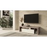 Meuble TV 1 tiroir et 4 niches, couleur blanc et bois, Gamme NalaW
