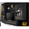 Meuble TV 2 tiroirs, couleur noir et bois, Gamme TOREKB