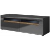 Meuble TV 2 tiroirs et 2 niches, couleur noir et bois, Gamme TOREKB