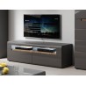 Meuble TV 2 tiroirs et 2 niches, couleur noir et bois, Gamme TOREKB