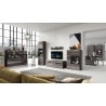 Meuble TV 2 tiroirs et 2 niches, couleur noir et bois, Gamme TOREKB