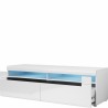 Meuble TV 2 tiroirs et 2 niches, couleur blanc et noir, Gamme TOREK