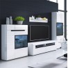 Meuble TV 2 tiroirs et 2 niches, couleur blanc et noir, Gamme TOREK