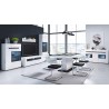 Meuble TV 2 tiroirs et 2 niches, couleur blanc et noir, Gamme TOREK