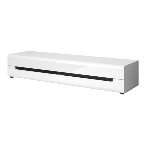 Meuble TV 2 tiroirs, couleur blanc et noir, Gamme TOREK